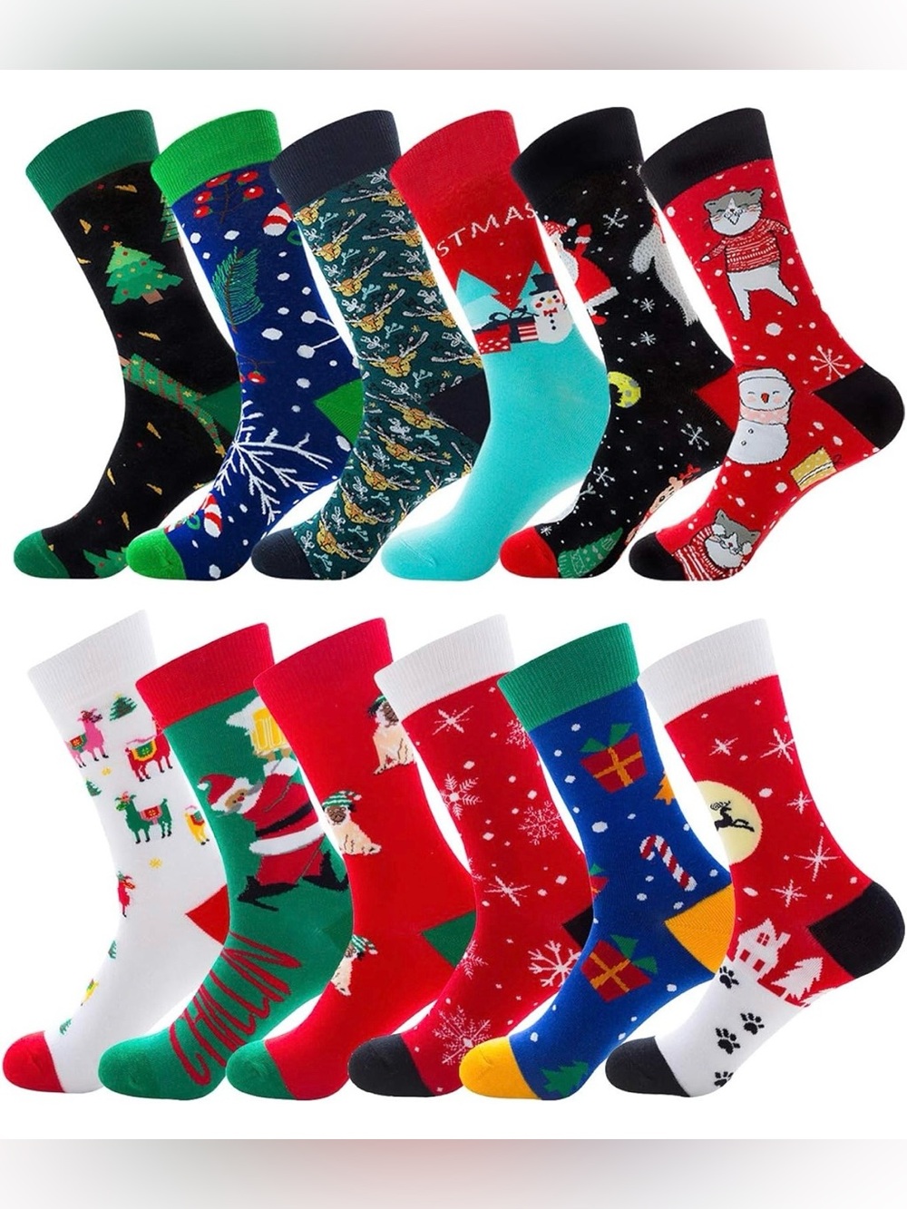 Christmas Crew Socks Men Size 7-12, Women size 8-13 PICK ONE